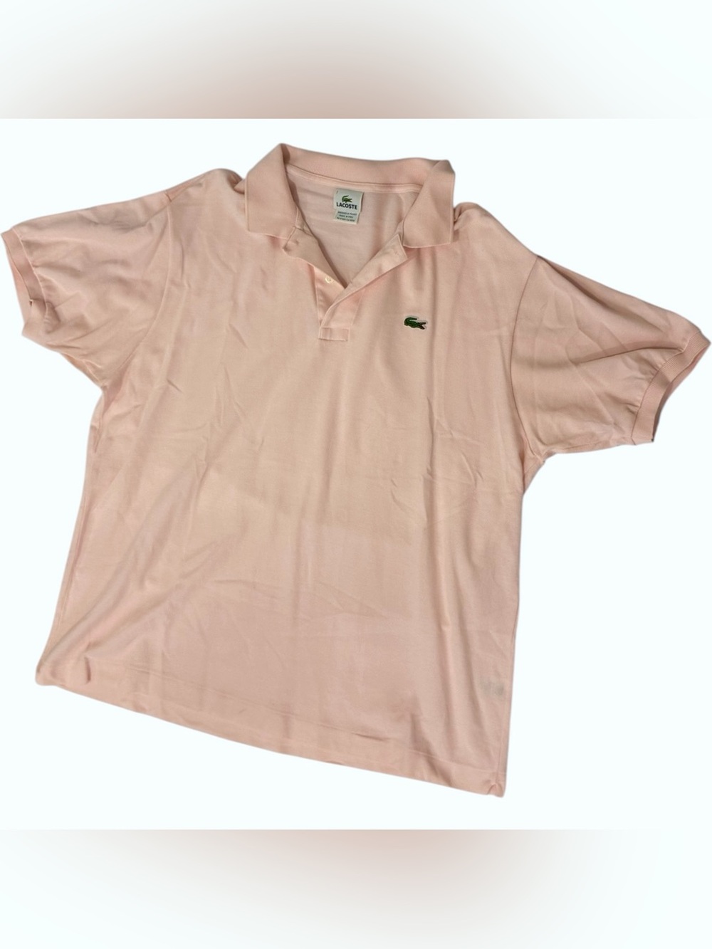 Lacoste Men's Light Pink Pique Polo with Green Crocodile